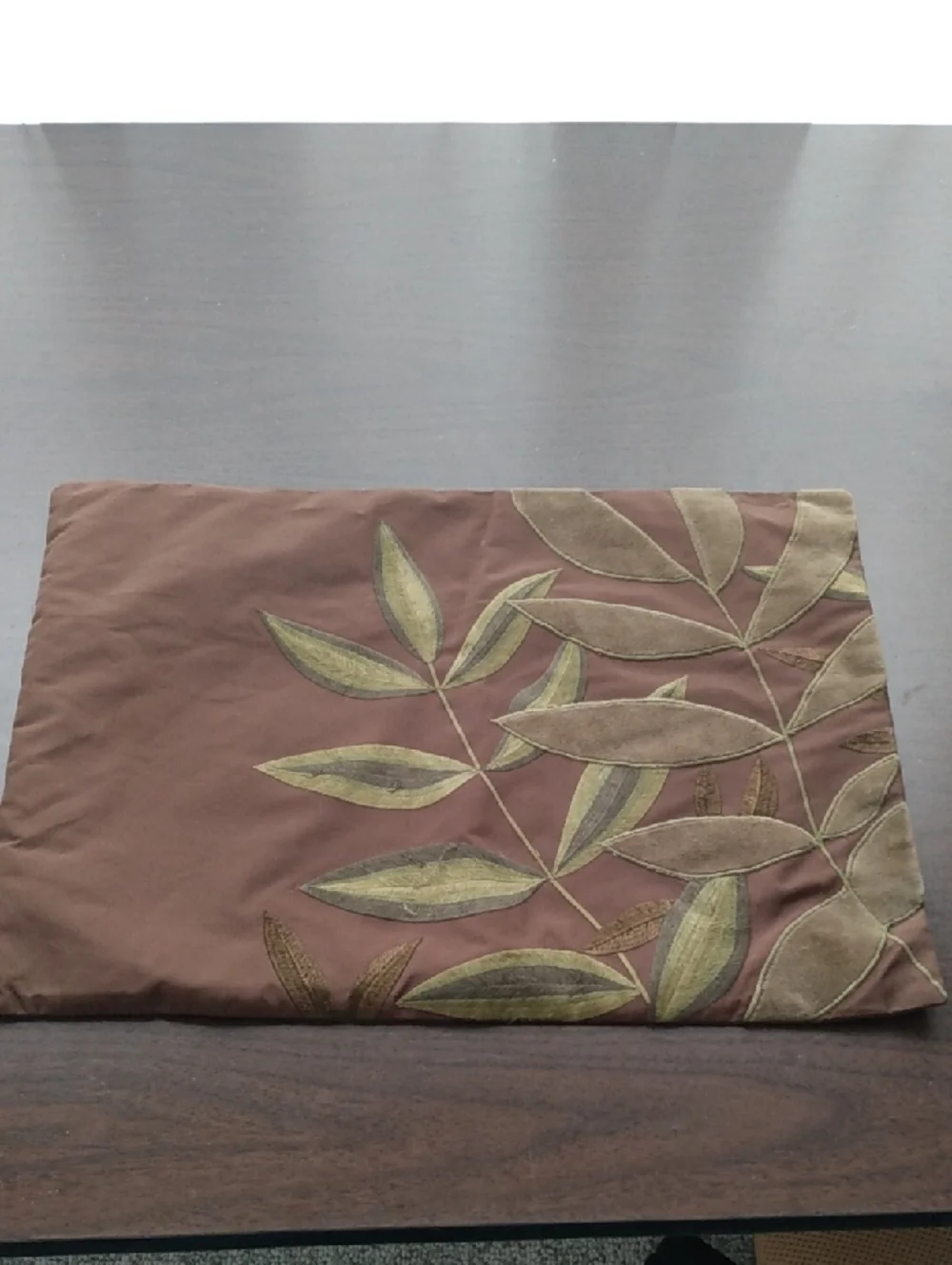 Pier 1 Botanical Embroidered Throw Pillow Cover in Brown & Olive Green